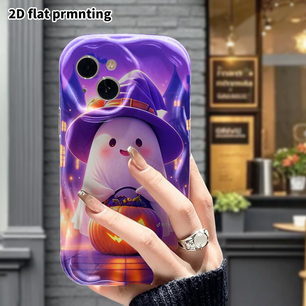 Phone Case: 2D flat design, suitable for iPhone 18, 17, 16, 15, 14, 13, 12 Pro protective cases, phone decoration, cute little candy ghost, Halloween 