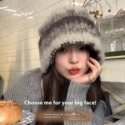 Вязаная шапка бини стрейч для большой головы, толстая теплая шапка с ушами для мужчин и женщин, очень теплая зимняя шапка для холодной погоды