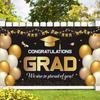 180x115cm Graduates Background Black Gold Happy Graduation Banner  School Party Decor