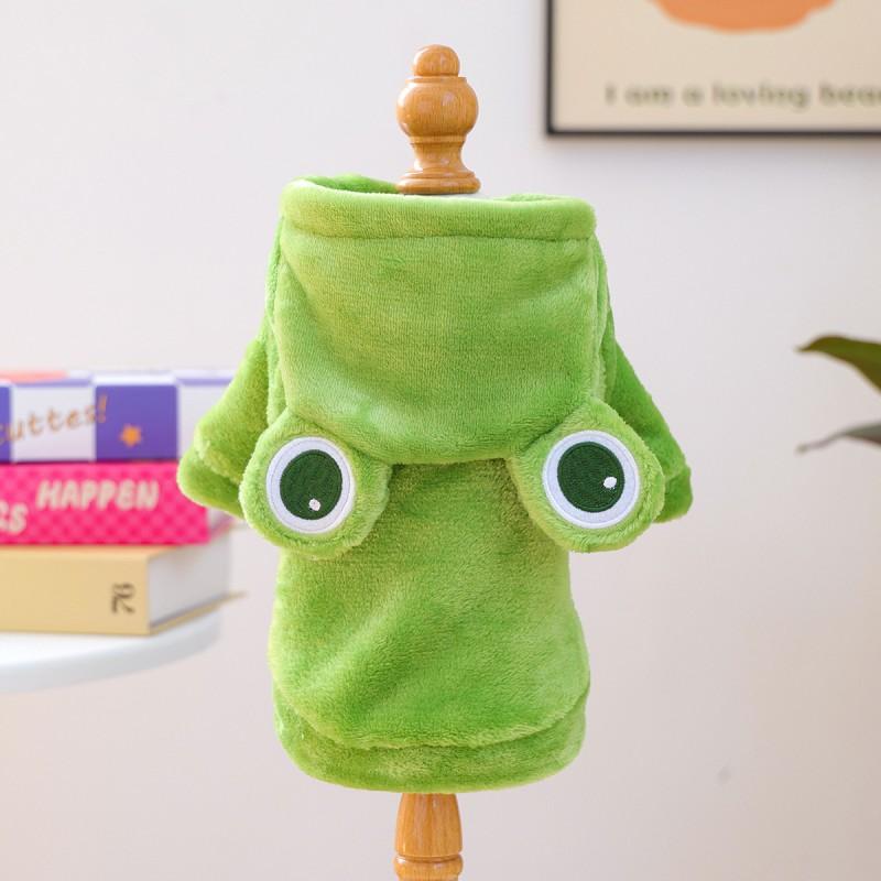 Pet Costume Frog Outfit Flannel Winter Dog Cat Clothing Casual Party Wear XS S M L XL