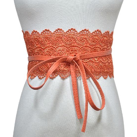 Mary European and American Ladies Multi-Color Optional Wide Waist Seal Lace Decoration Wide Belt Women's Leather
