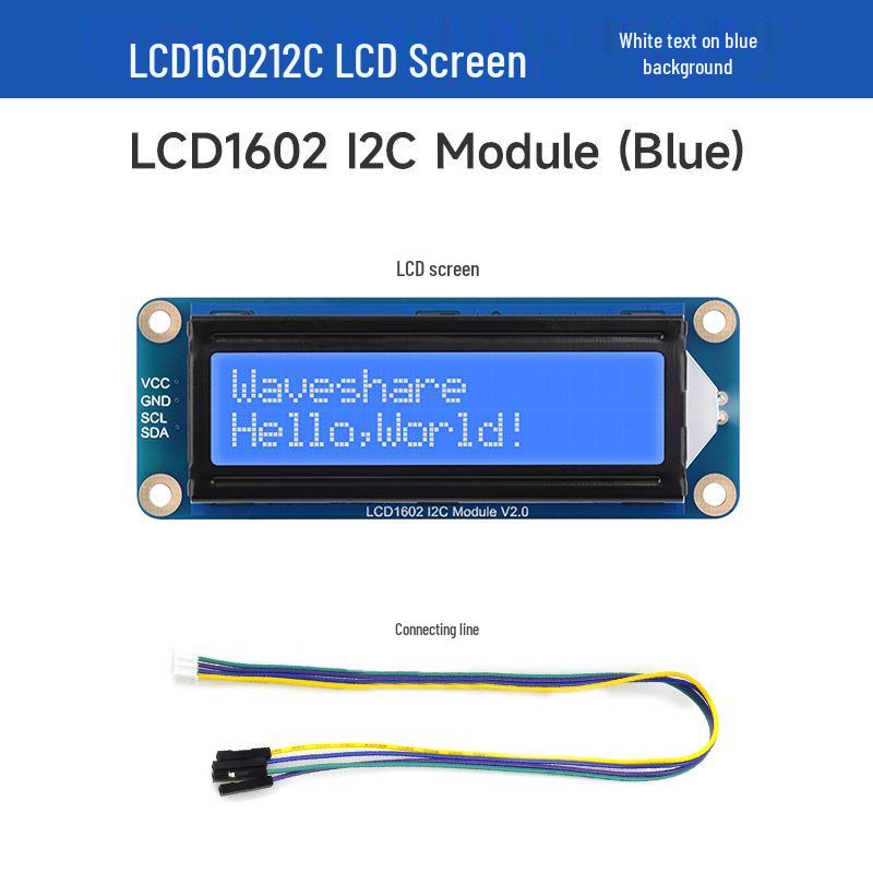 Weixue LCD1602 Adjustable Backlight Character Display, 3.3V/5V Compatible