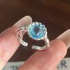 Xiaomi BF CLUB 925 Sterling Silver Ring For Women Jewelry Wide Blue CZ Open Vintage Handmade Ring Allergy For Party Birthday Gift