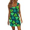 Women's Fashion Casual Printed Sleeveless Drawstring Dress With Pockets