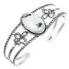 White Solar Quartz Gemstone Silver Jewelry Cuff Bracelets 7''Adjustable