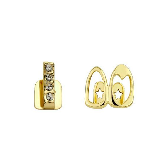 Jinwu Двухцветные полые сердечком Grillz - Хип-хоп золотые зубы уличный аксессуар