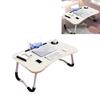 Kids Laptop Desk with Cup Holder Density Board Foldable Bed Table for Household BedroomWhite