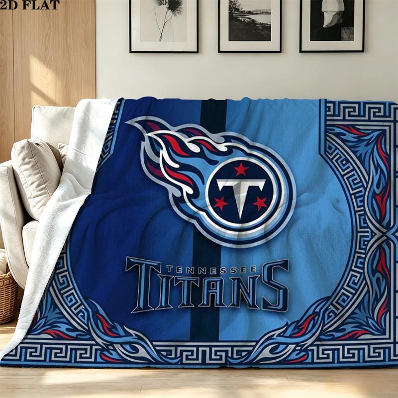 Tennessee Titans logo Print Flannel Blanket High Quality Warm Comfortable Cover for All Seasons Perfect for Gifts Home Decor