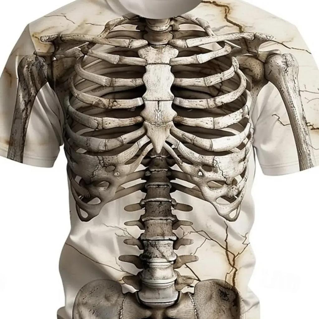 Повседневные футболки с 3D принтом и крутыми черепами и скелетом, мужские футболки в уличном стиле, рубашки с круглым вырезом и короткими рукавами, летняя классическая одежда