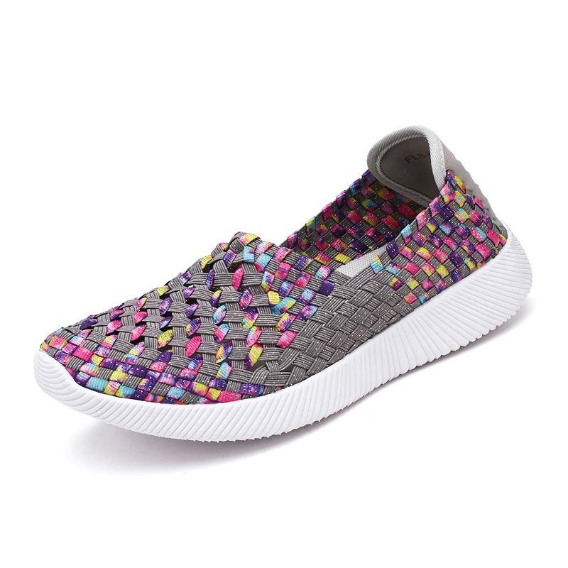 Модные новые плетеные туфли ручной работы, одинарные туфли, удобные женские туфли большого размера на плоской подошве