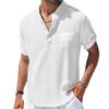 Summer Men's Cotton and Linen Shirts Short-Sleeved Shirt Henry Collar Casual Men's T-shirts Shirts Male Men Clothing