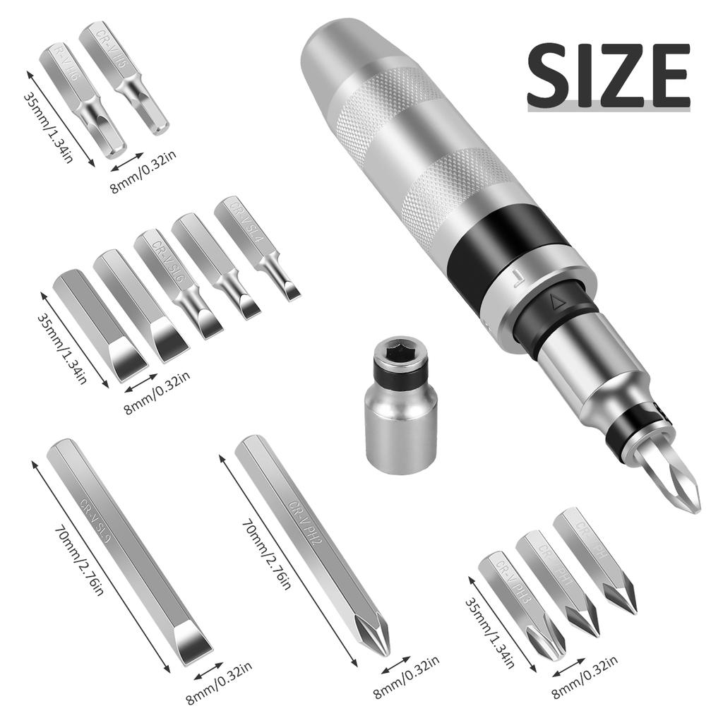 13Pcs Impact Screwdriver Set Shock Screw Driver Chisel Bits Multifunctional Screw Extractor Remover Repair Set Repair Tools