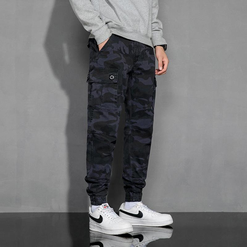 New men's, American ruffian handsome versatile sports tote overalls, camouflage loose casual pants elastic