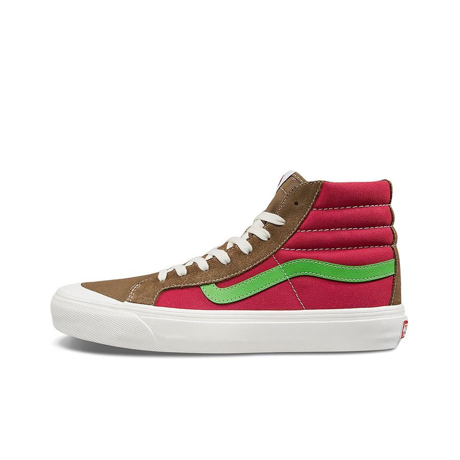 Vans Стиль 138 Ua Og Lx Высокие кеды для скейтборда Унисекс Кроссовки Красно-зелено-черные VN0A45KDTPF