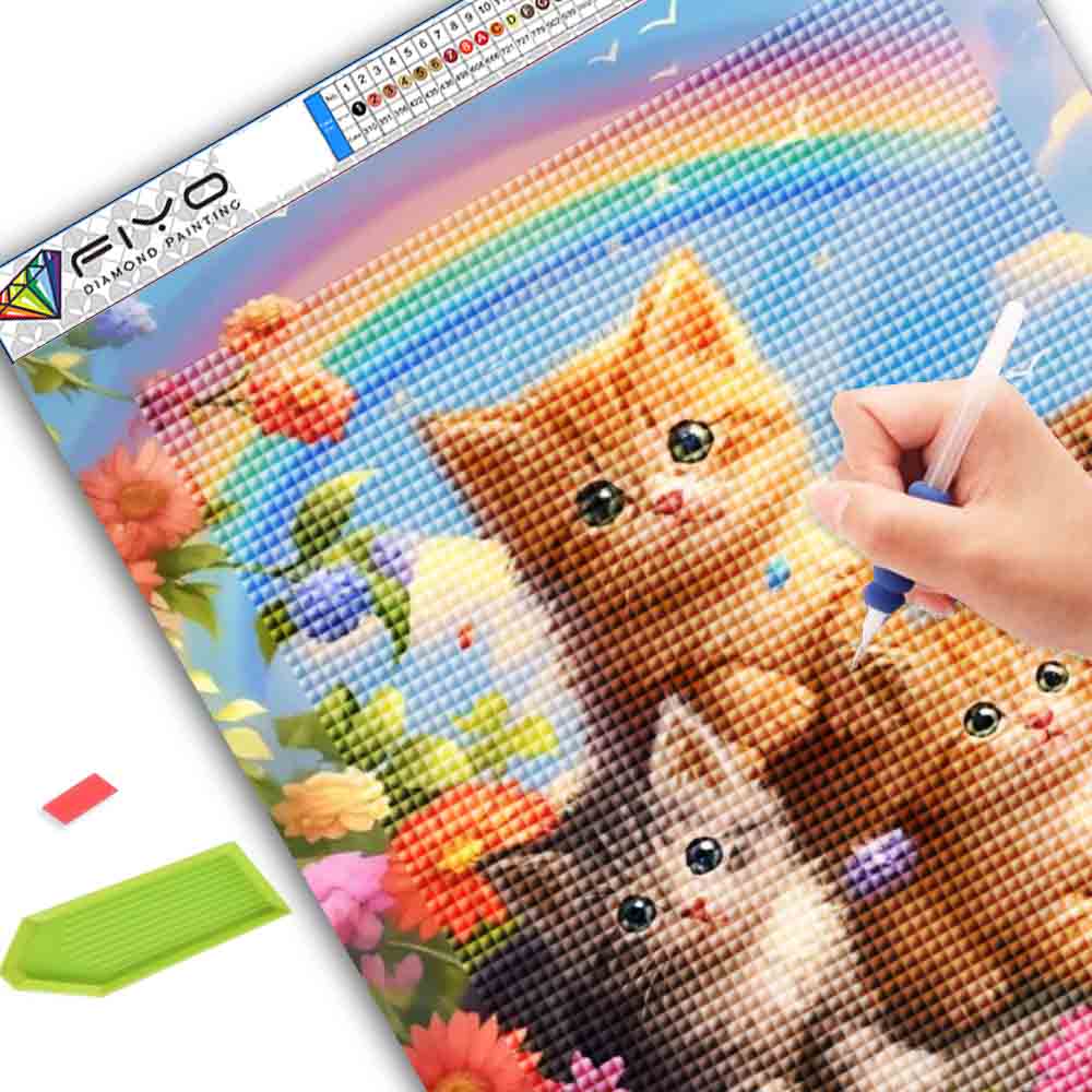 DIY Full Round Diamond Painting Cross Stitch 3D Cute Kitten Animal Scene Home Decorative Art Diamond Painting 5d Diamond Art Painting