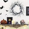 Halloween Black Branch Wreath for Front Door 18 Inch Spooky Gothic Artificial Twig Wreath for Indoor Outdoor Wall Window Halloween Decor