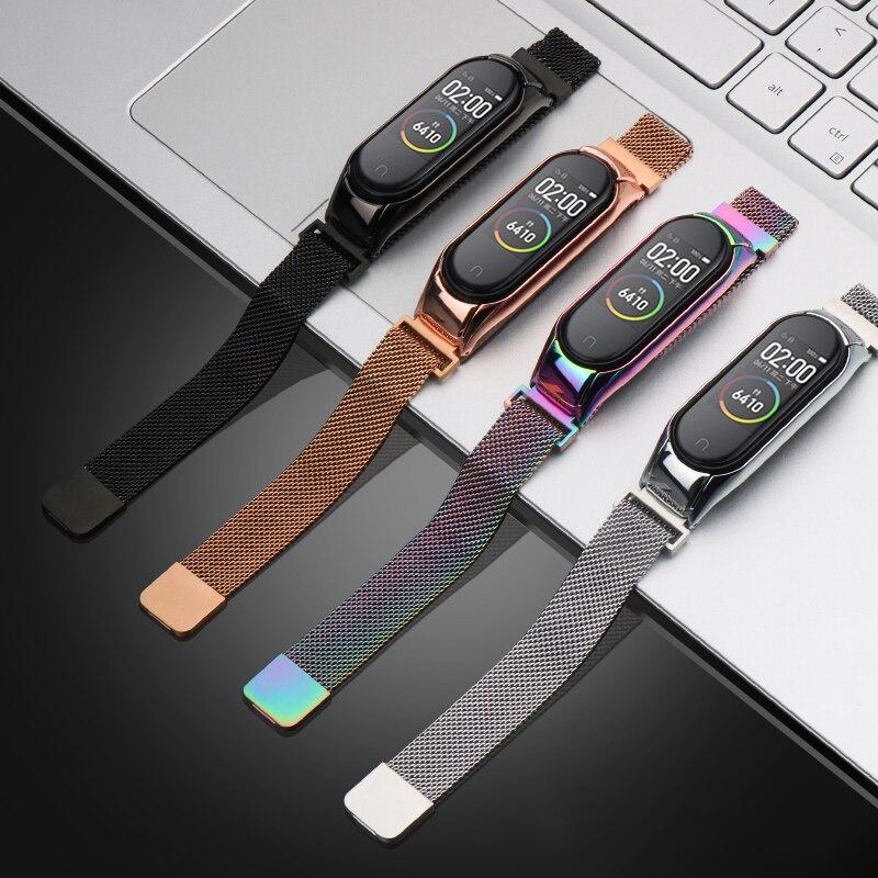 Ремешок для Xiaomi Mi Band 4 5 6, магнитный металлический браслет на запястье, браслет из нержавеющей стали Pulseira MIband для mi Band 6 Mi Band 5 4 3, браслет