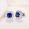 Huitan Noble Blue Cubic Zirconia Stud Earrings for Lady Ear Piercing Modern Fashion Design Eternity Women Earrings Bulk Jewelry