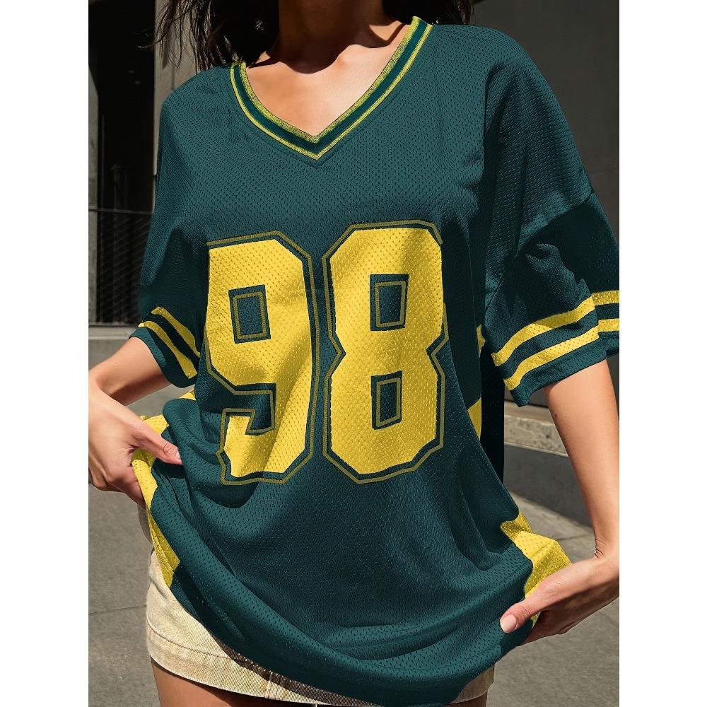 Western Fashion Casual Athletic Print V-Neck Top T-Shirt