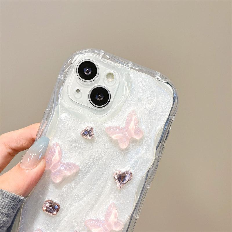Luxury Water Diamond Butterfly Drop Case for iPhone 15 14 13 12 11 Pro Max XS XR All-inclusive Fall Protection Cases