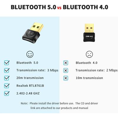 Bluetooth 5.0 Адаптер для ПК USB Bluetooth Донгл Приемник Беспроводная Передача Совместим со Стерео Наушниками Настольным Компьютером Windows