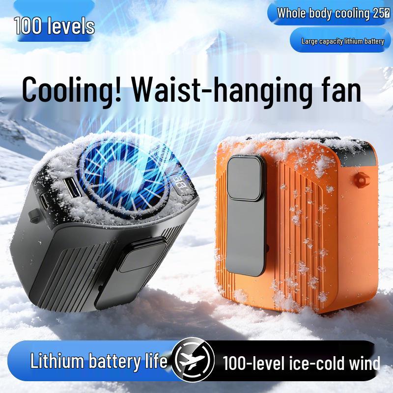 Portable High-Speed Waist & Neck Cooling Fan with Digital Display