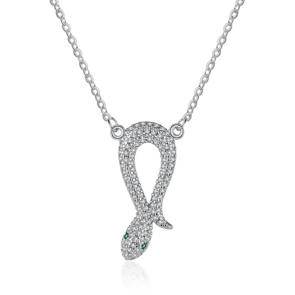Snake Jewelry Set for Women Vintage Luxury Crystal Platinum Plated Snake Earrings Necklace