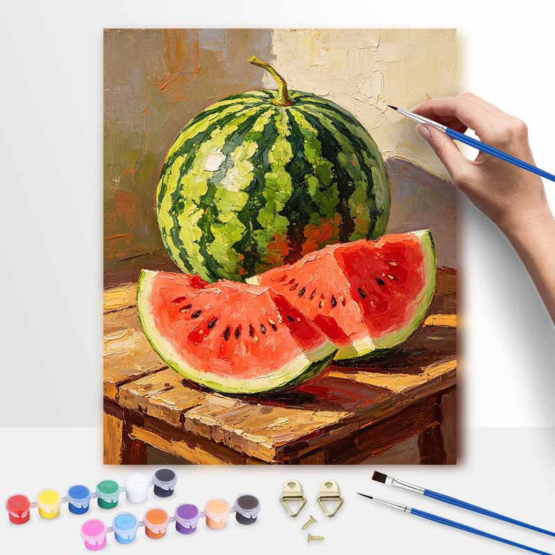 Набор для цифровой живописи маслом ручная работа DIY painting украшение дома картина арбуз фрукты натюрморт холст настенное искусство декор