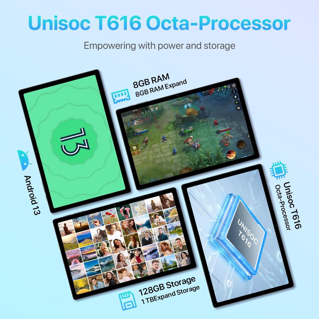 Планшет UMIDIGI A13 Tab TF FHD WideVineL1 7500 мАч 18 Вт IPS Quad Face Беспроводной чехол в комплекте, 16 ГБ+128 ГБ+расширение до 1 ТБ, 10,51-дюймовый 19201200 8-ядерный процессор,