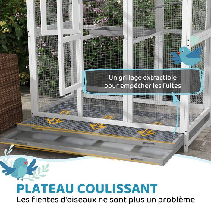 PawHut Bird Cage for Canaries and Parakeets with Four Perches and Two Doors, Grey