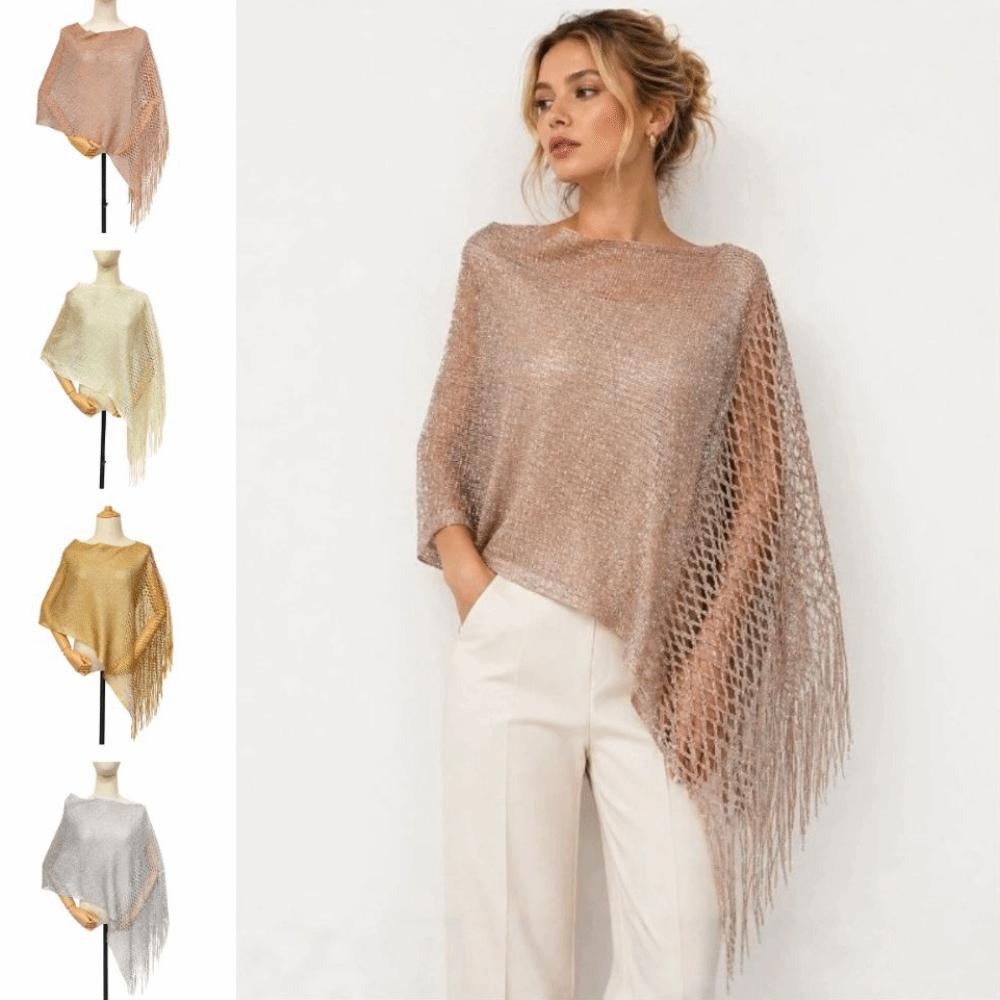 Trendy Hollow Out Shawl Breathable Hollow Out Scarf Photo Props Tassel Shawl Dinner Party