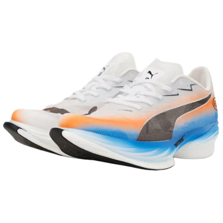 Puma Fast-R Nitro Elite 3 Удобная Мягкая Поддержка Легкие Гоночные Кроссовки для Бега Мужские кроссовки Белые Оранжевые Синие 313418-01