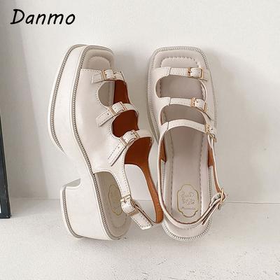 Danmo Римские сандалии-гладиаторы женские с открытым носком в стиле панк-рок готические сандалии на толстой платформе на высоком массивном каблуке женская обувь