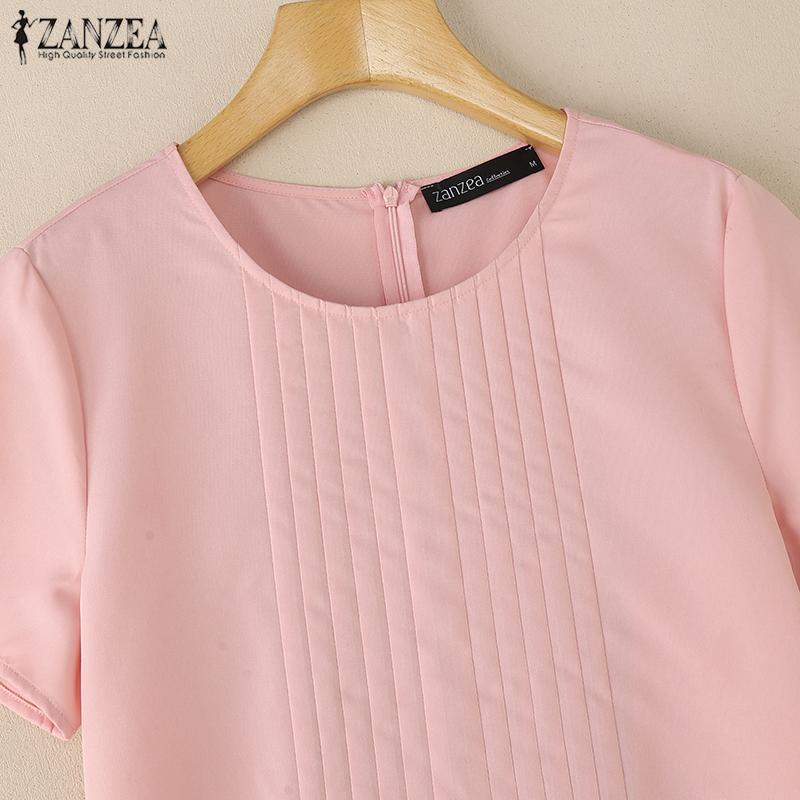 ZANZEA Women Summer Casual Round Neck Short Sleeve Dress