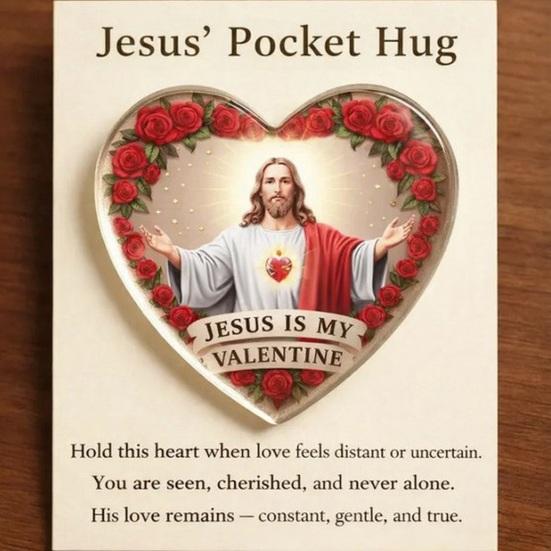 Jesus Pocket Hug Little Heart Pocket Hug Token with Inspirational Card Valentine's Day Gifts for Women Men Couple