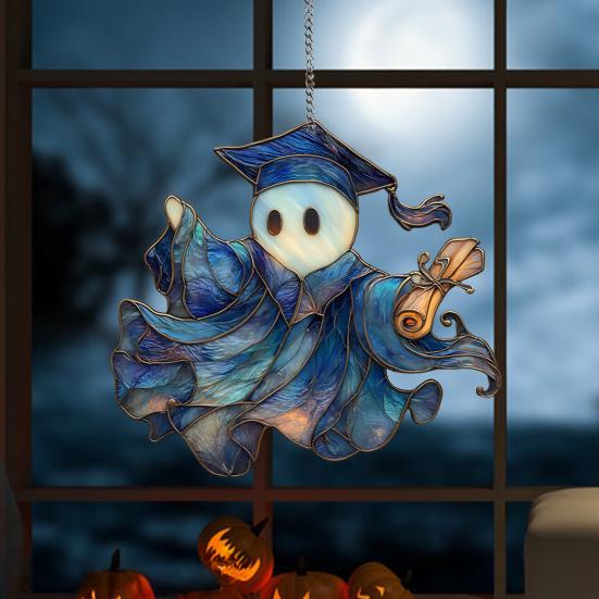 Ghost Hanging Decoration Acrylic Ghost Series Sun Catcher Cartoon Ghost Halloween Decoration for Windows Porch Walls