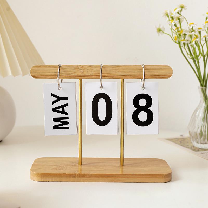1 шт., ручное переворачивающееся стабильное основание, креативный вечный офис, товары для дома, деревянный календарь