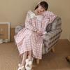 Nightdress Women Sweet Autumn Cotton Long-sleeved Pajama Palace Long Princess Style Home Clothes Chic Midi Dress