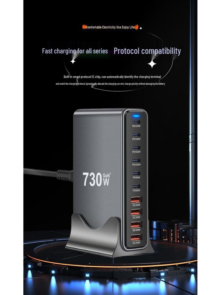 730 Multi-Port GaN High Power USB Fast Charger - Ideal for Travel & Business