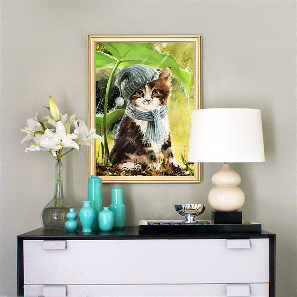 Вышивка крестиком Полный дисплей 5D DIY Алмазная вышивка Кошка Алмазная картина