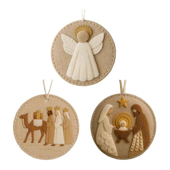 Рождественское украшение из фетра «Рождество Христово», религиозное украшение для подвешивания на рождественскую елку, ручная работа, христианская рождественская сцена, поделки для праздничного домашнего декора