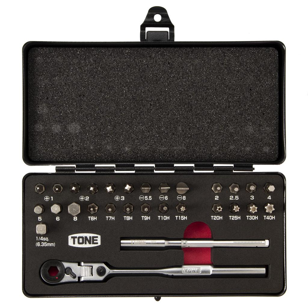 TONE Набор бит-трещоток BRFS27 Вставка для бит черного цвета Содержимое 27 предметов и 6,35 мм(1/4")