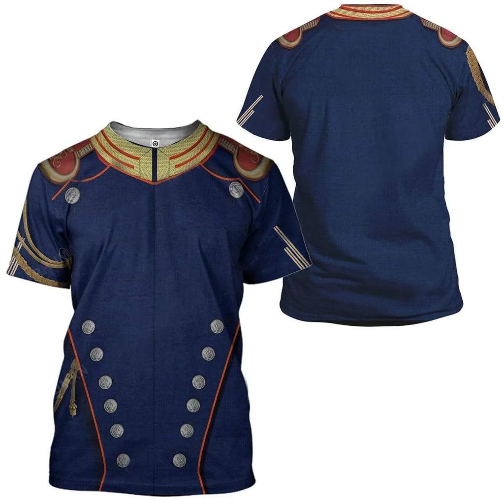 Футболка для мужчин, женщин, мальчиков и девочек, 3D принт, известные исторические деятели, Наполеон Бонапарт, модные топы в стиле милитари