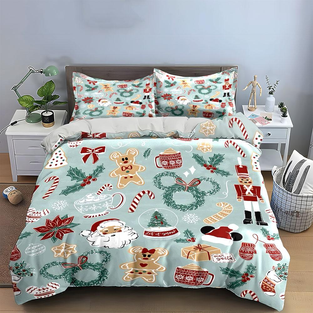 Christmas Holiday Pattern Set Bedding Duvet Cover Set Duvet Cover Pillowcases (1*Duvet Cover 2*Pillowcases, without duvet insert)