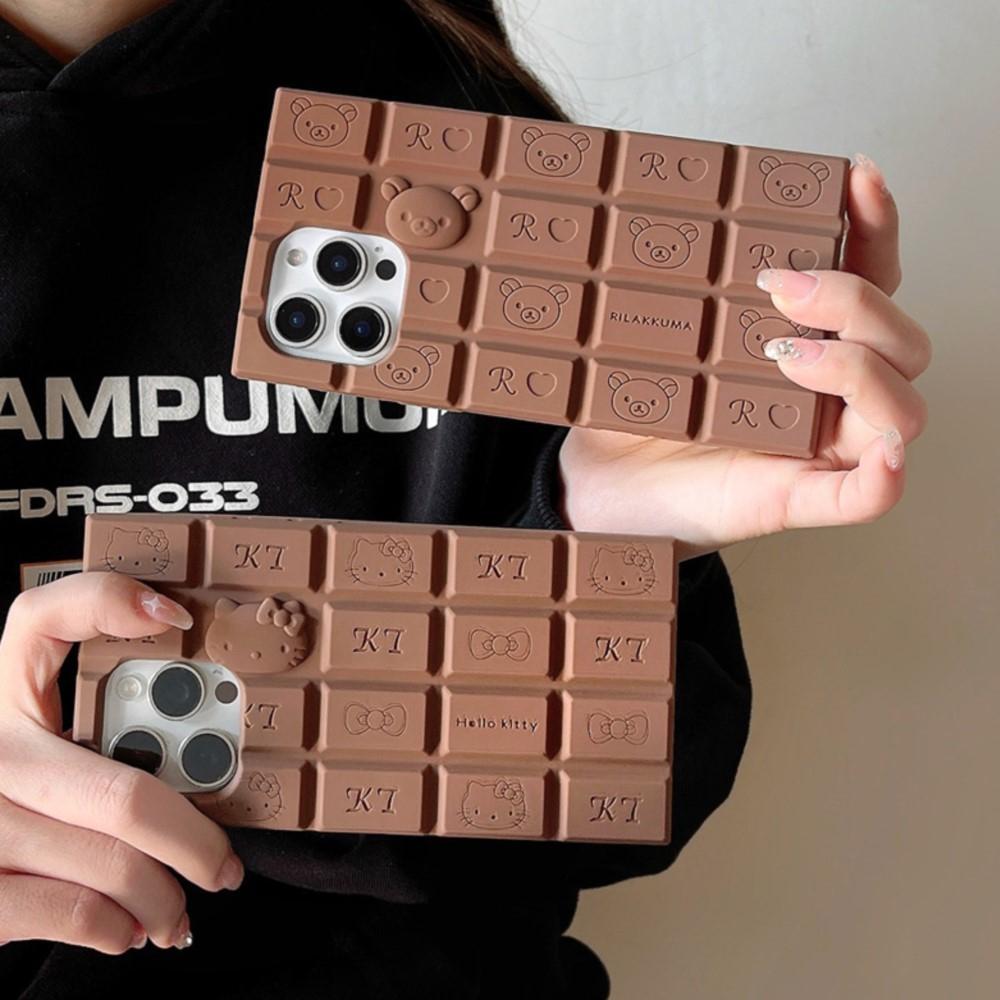 Шоколадный силиконовый чехол для телефона Miniso Hello Kitty для iPhone 16 15 13 12 14 11 Pro Max X XS Max XR мультяшный чехол с медведем Rilakkuma