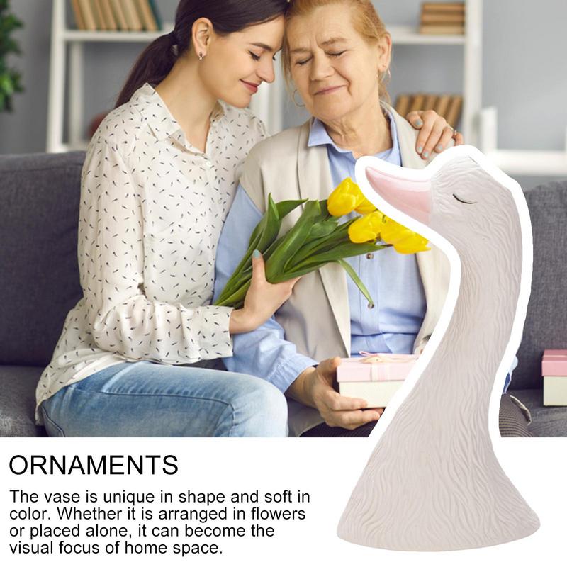 Керамическая ваза для цветов Белая Милая фигурка лебедя Горшок-кашпо Домашние украшения для спальни Керамическая настольная скульптура Для ванной комнаты Гостиной