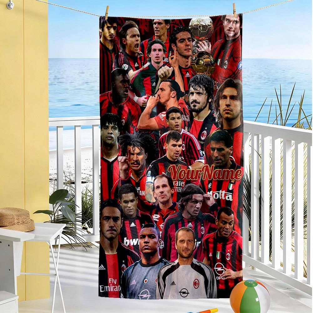 Ac Milan Customize Text Beach Towel High Absorbency & Quick-Dry