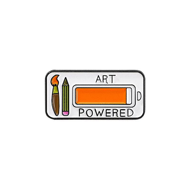 Cartoon Enamel Alloy Brooch Alphabet Paint Brush Battery Shape Cute Badge for Backpack Clothes Decoration Fashion Accessory