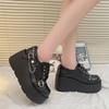 Модная Ретро Рок Обувь Ботинки Для Женщин Новая Темная Панк Кожаная Обувь Металлическая Нишевая Низкий Верх Обувь на Платформе Для Женщин 8,5 СМ Толстая Подошва
