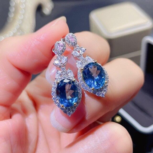 Серьги из 100% натурального сапфира, серьги из стерлингового серебра 925 пробы, изысканные подарки для женщин, роскошные свадебные украшения
